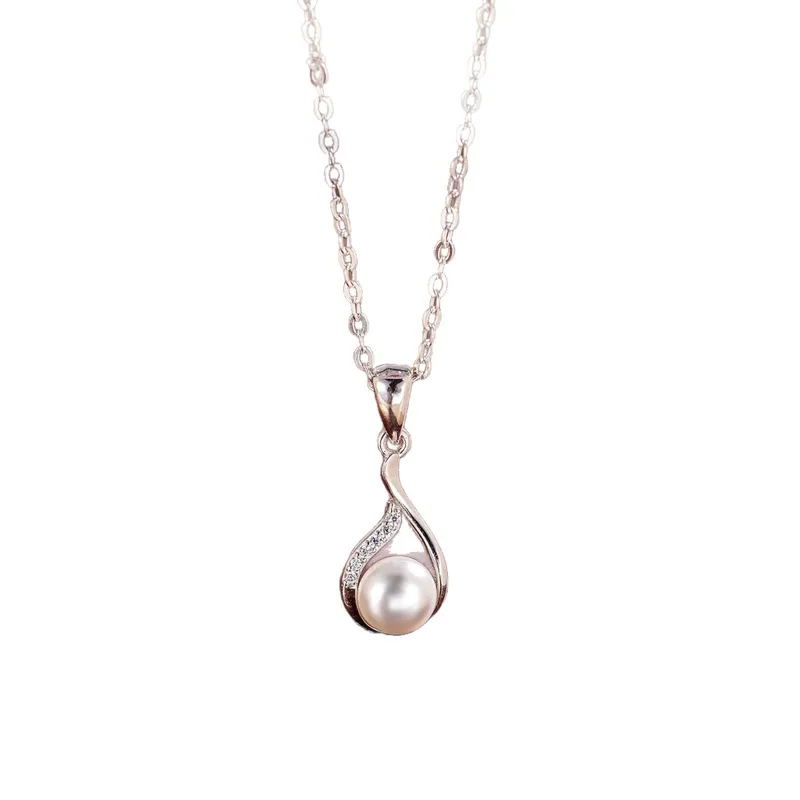 Collier pendentif géométrique perle — Argent sterling 925