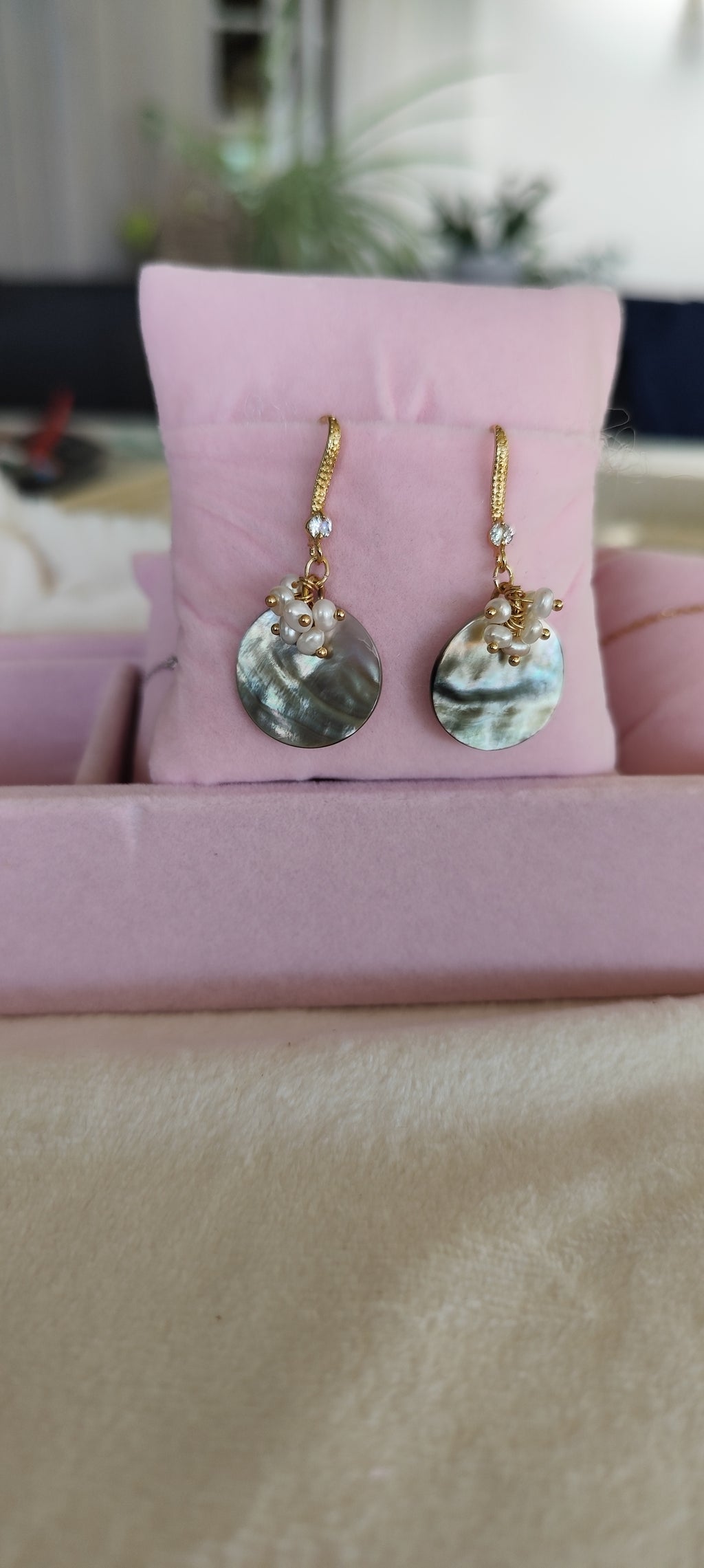 Boucles d'oreilles perle d'eau douce — Or 18 carats & zircon