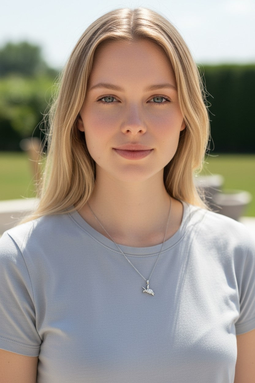 Collier pendentif tortue — Argent sterling 925 & zircon