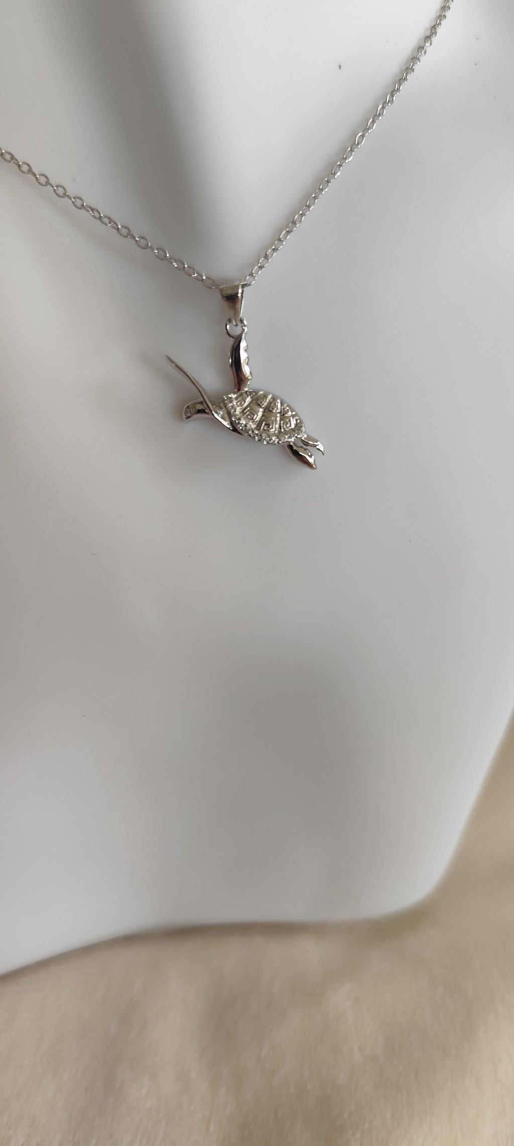 Collier pendentif tortue — Argent sterling 925 & zircon