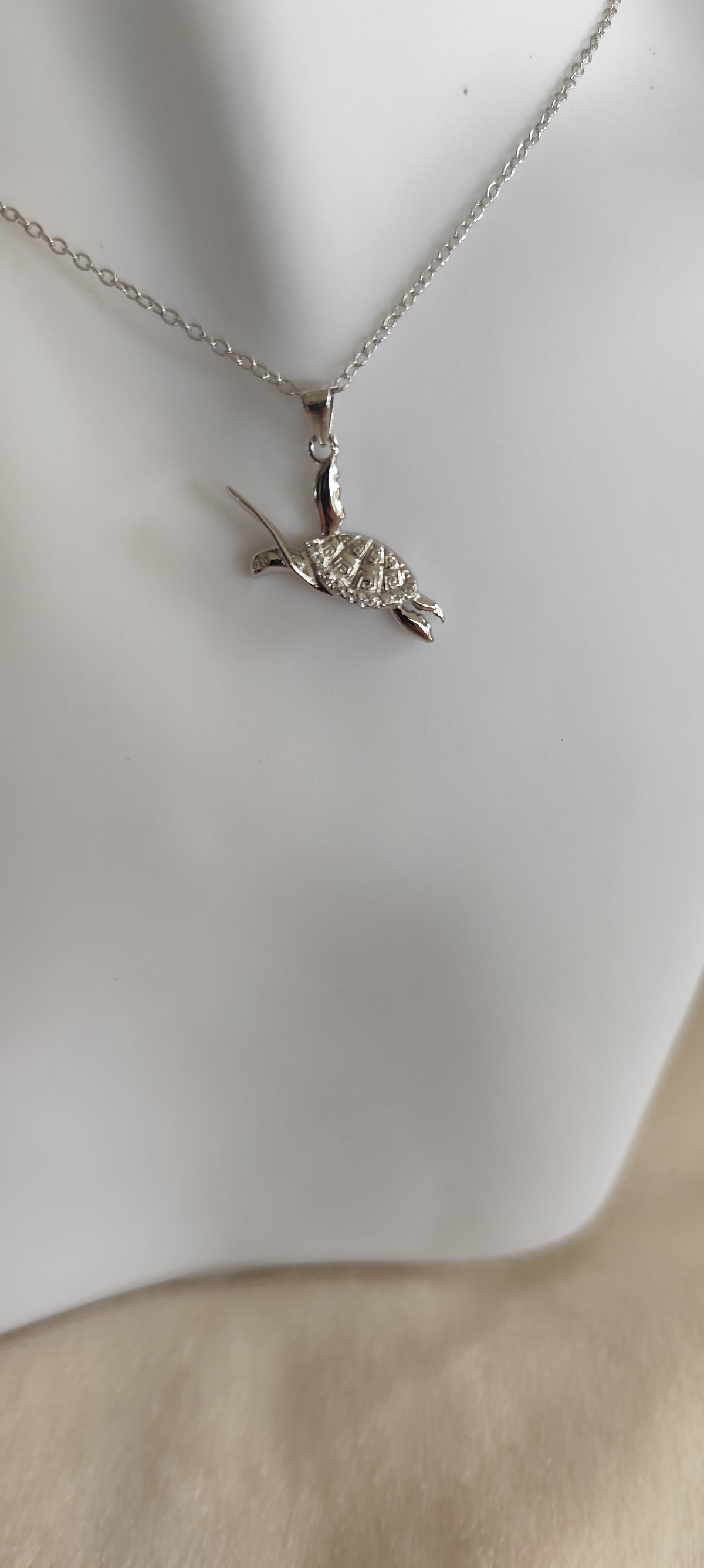 Collier pendentif tortue — Argent sterling 925 & zircon